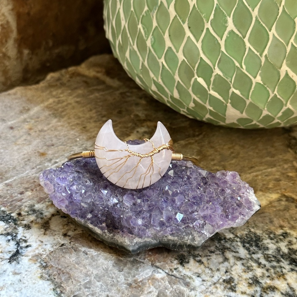 Gold Milky Quartz Moon Bracelet
